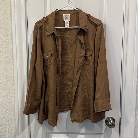 Chaus Tops - Chaus Brown Linen Button-down Shirt